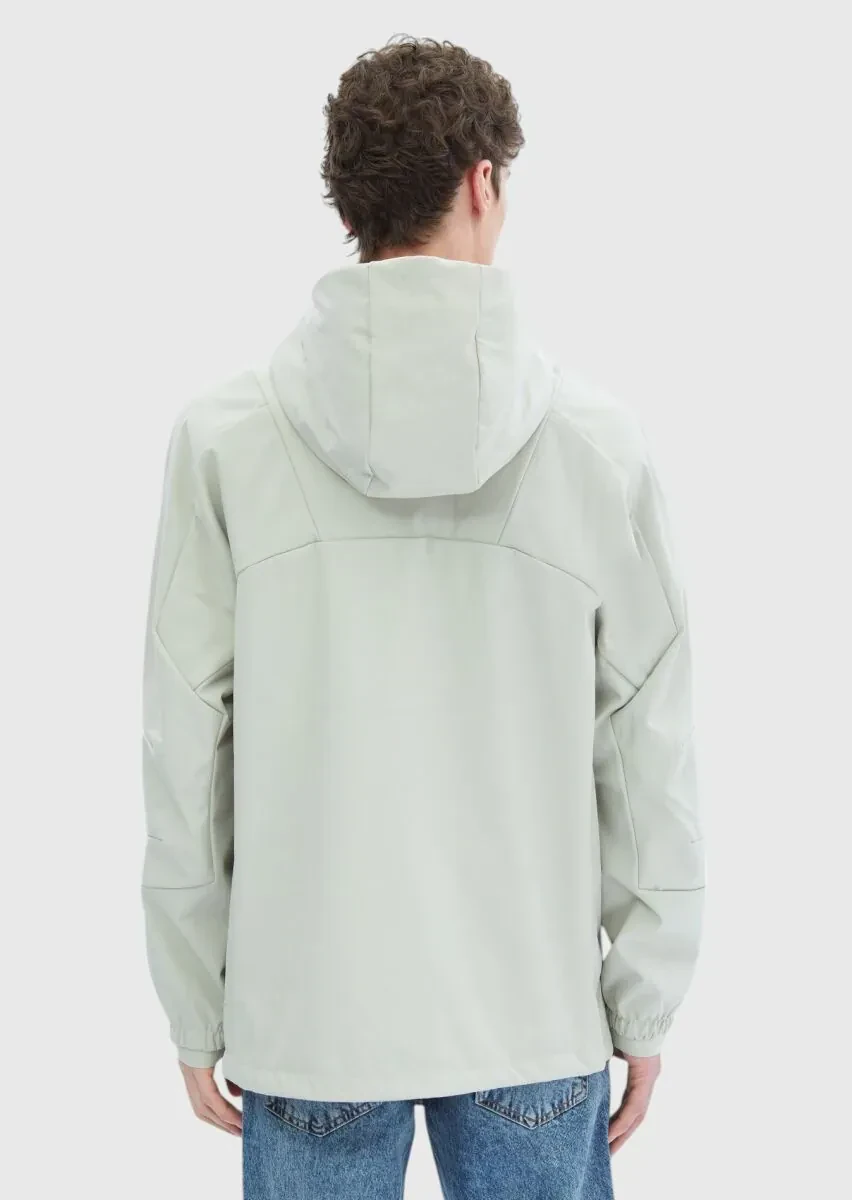 Kum Regular Fit Kapüşonlu Denim Dokuma Mont - 9