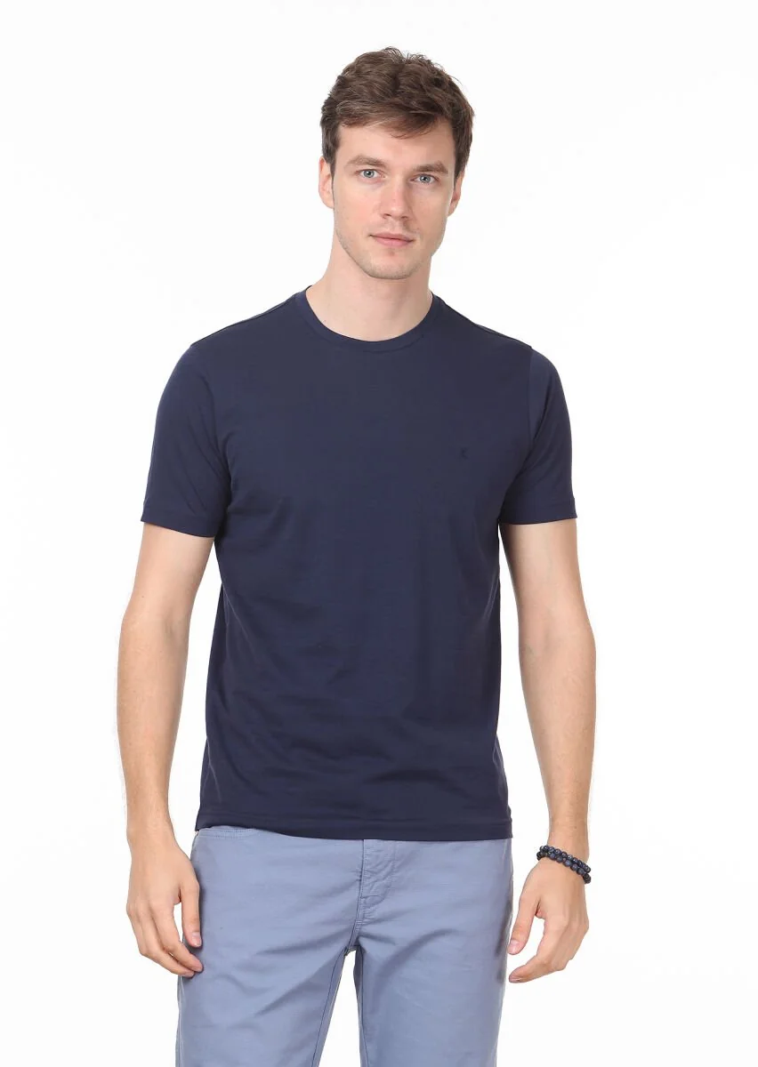 Lacivert %100 Pamuk T-Shirt - 3