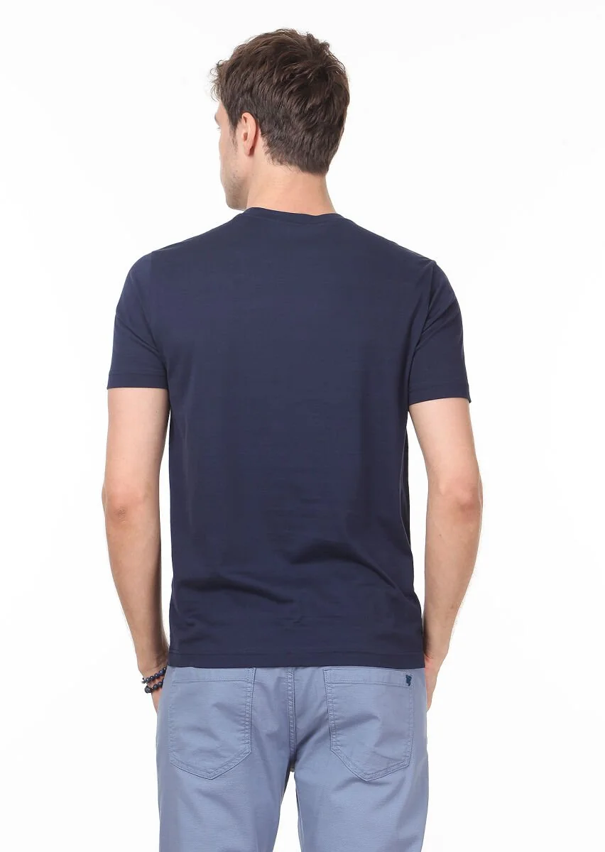 Lacivert %100 Pamuk T-Shirt - 4