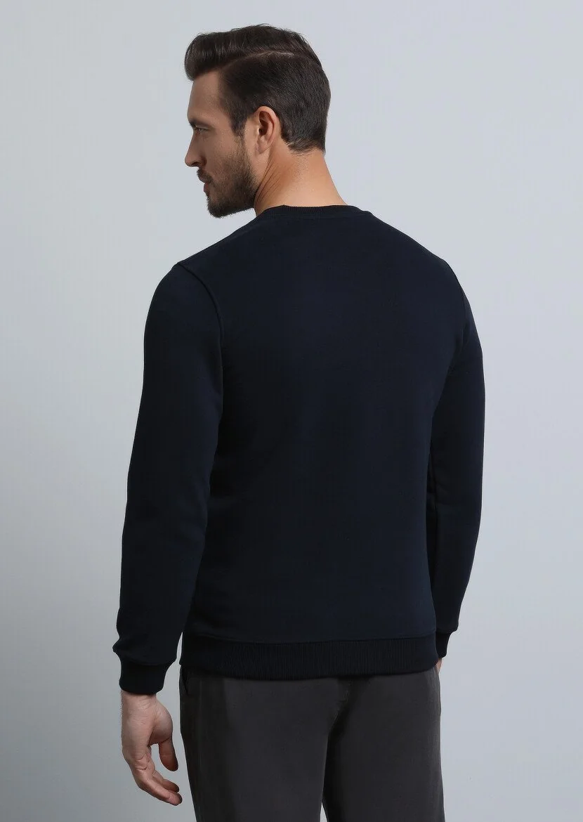Lacivert Baskılı Sweatshırt - 5