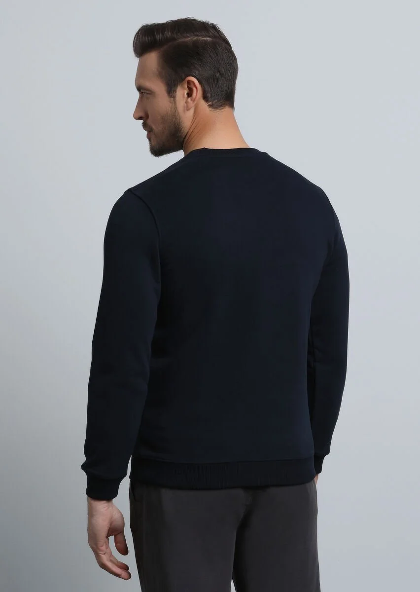 Lacivert Baskılı Sweatshırt - 5