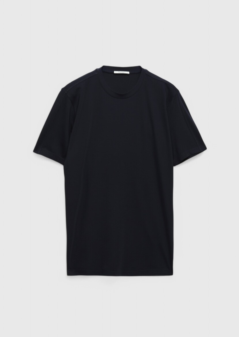 Lacivert Bisiklet Yaka T-Shirt - 6