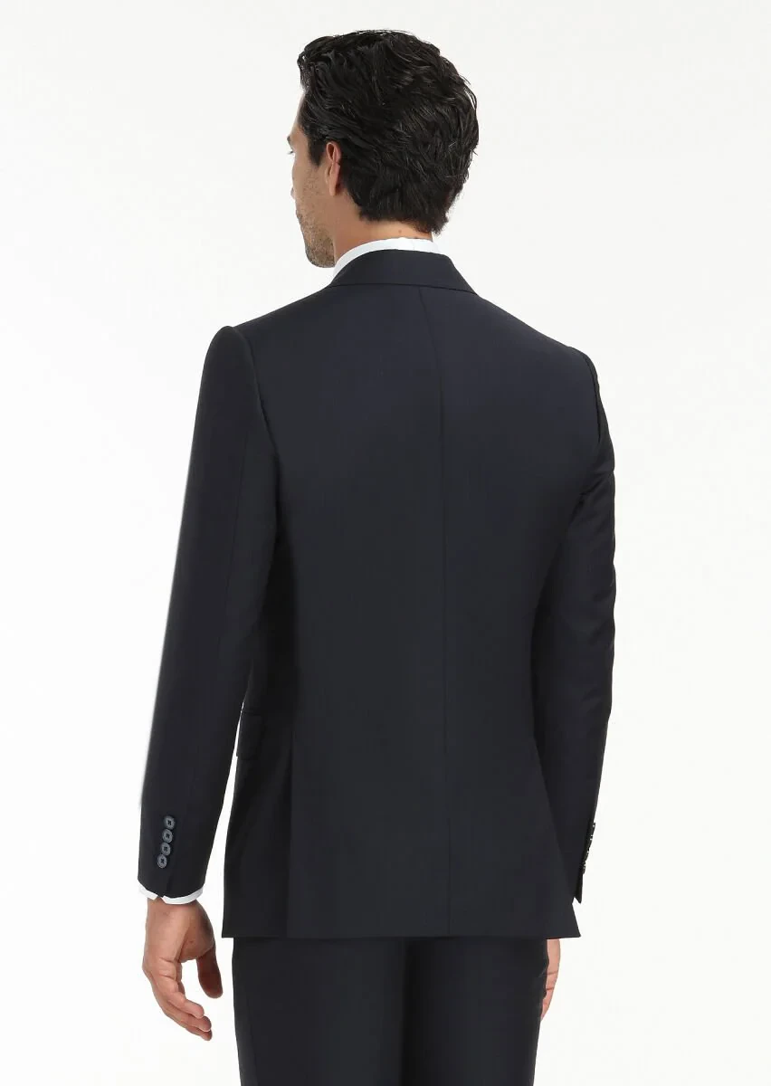 Lacivert Çizgili Thin&taller Slim Fit %100 Yün Takım Elbise - 5