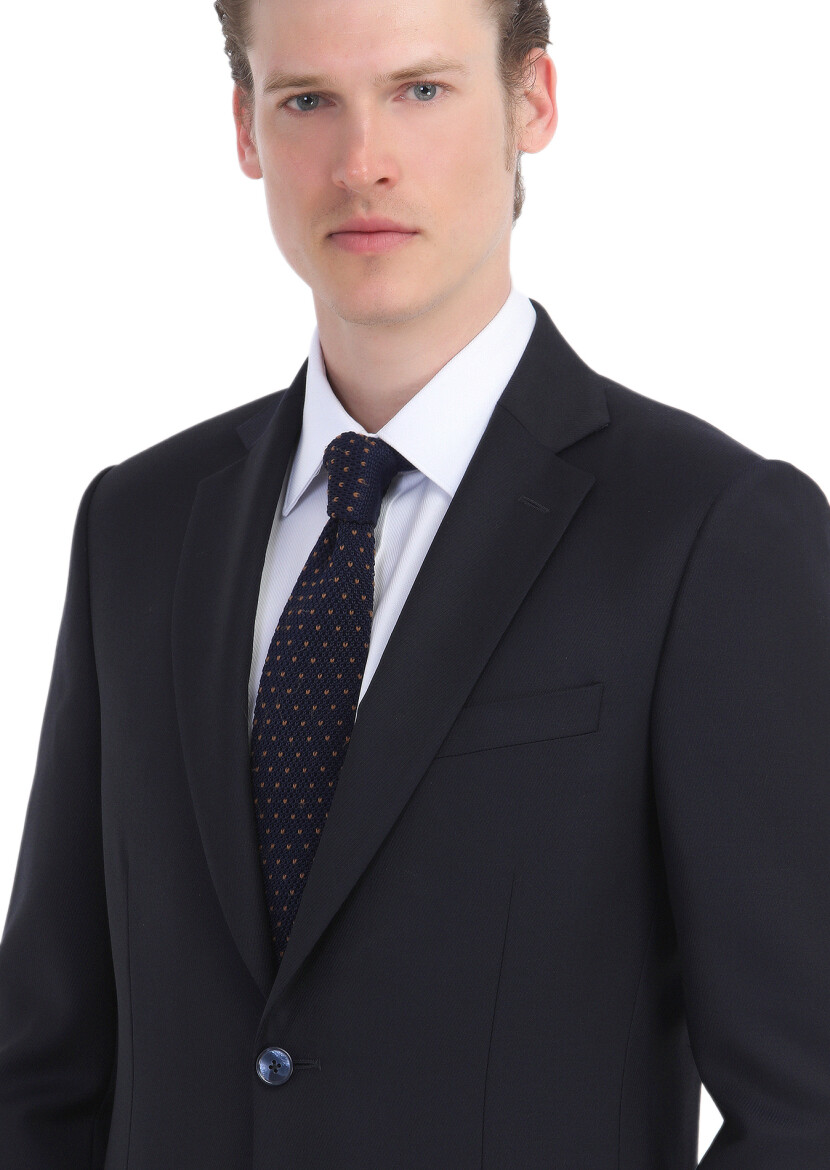 Lacivert Çizgili Thin&taller Slim Fit Yün Karışımlı Takım Elbise - 4