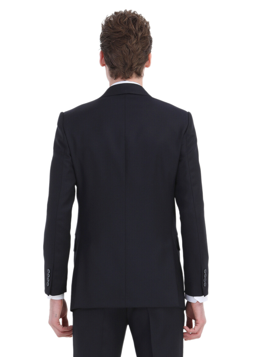 Lacivert Çizgili Thin&taller Slim Fit Yün Karışımlı Takım Elbise - 6