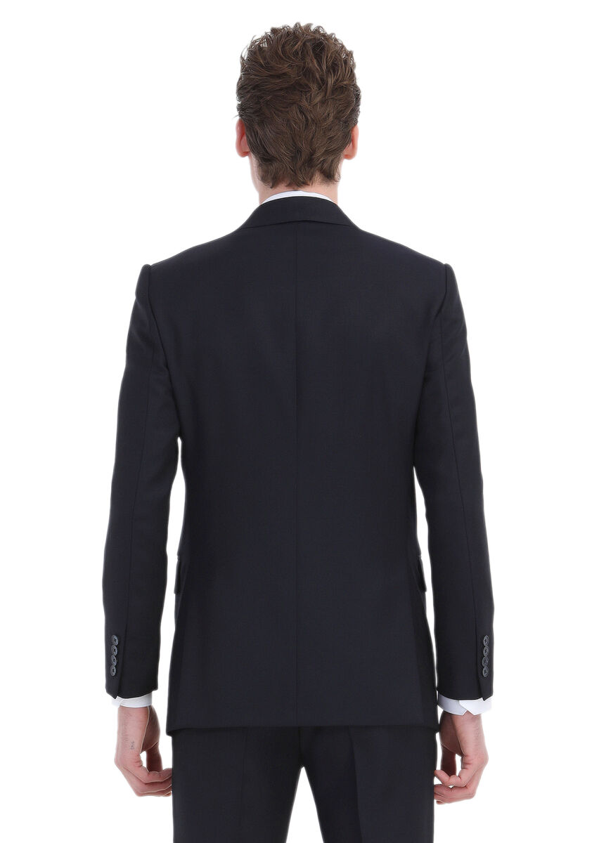 Lacivert Çizgili Thin&taller Slim Fit Yün Karışımlı Takım Elbise - 6