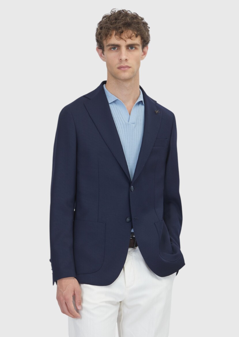 Lacivert Comfort Fit %100 Yün Ceket - RAMSEY