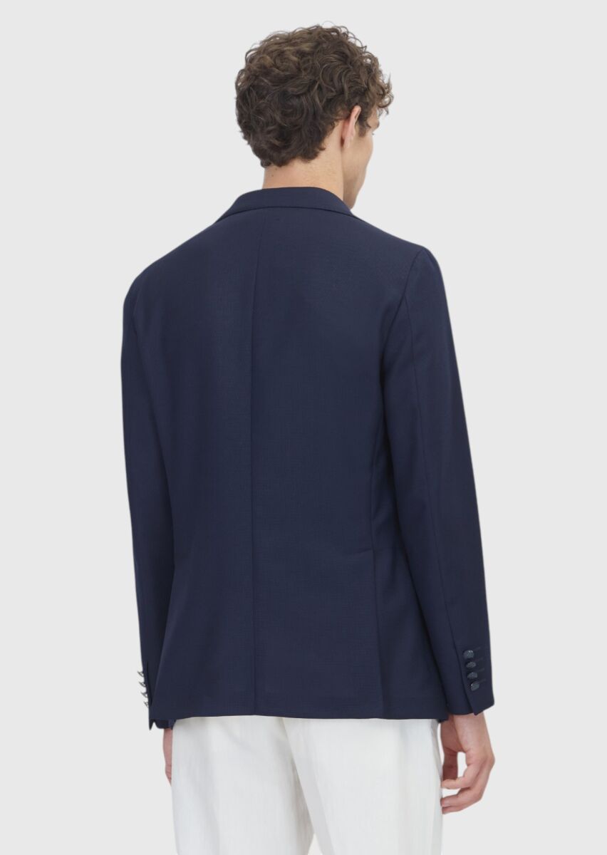 Lacivert Comfort Fit %100 Yün Ceket - 5