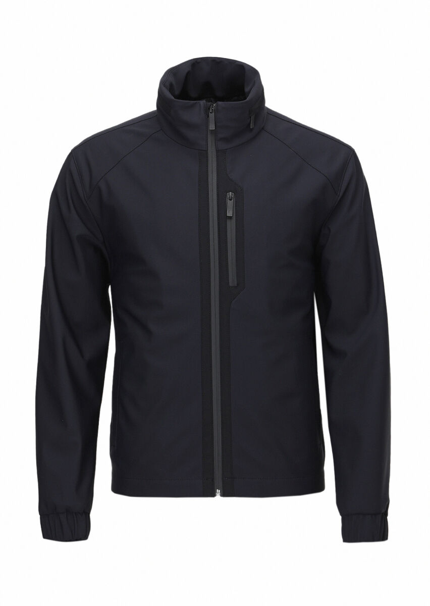 Lacivert Comfort Fit Kapüşonlu Spor Dokuma Mont - 9