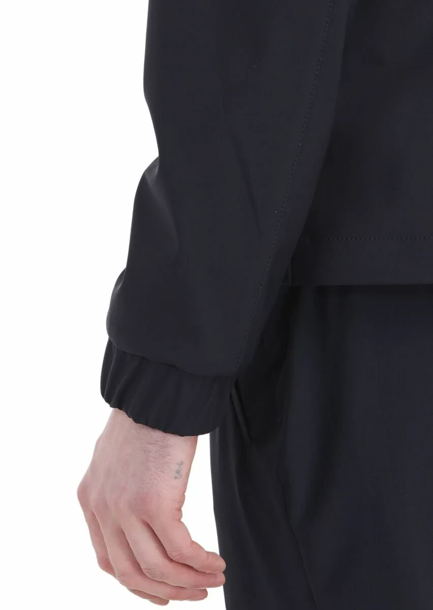 Lacivert Comfort Fit Kapüşonlu Spor Dokuma Mont - 6