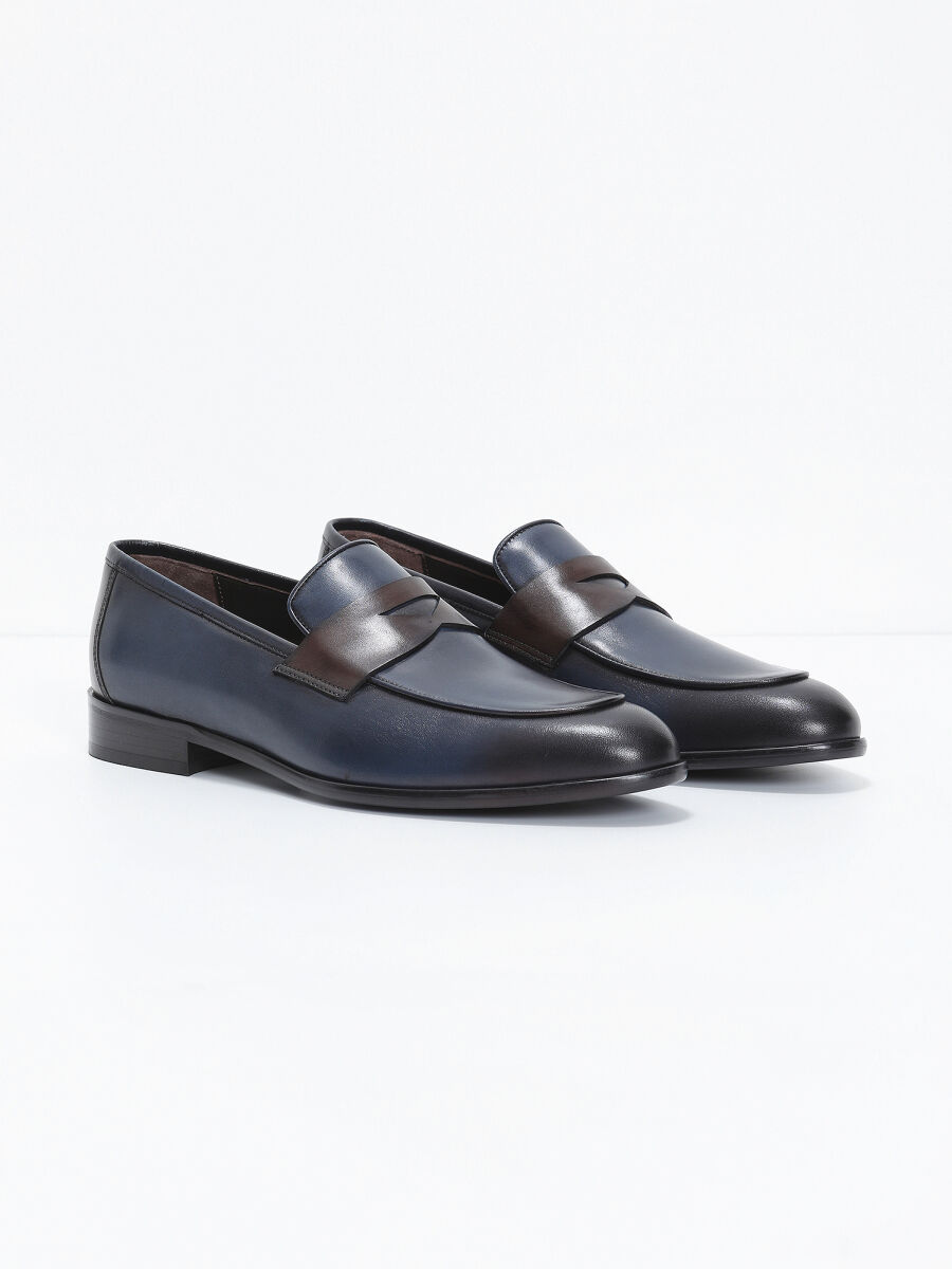 Lacivert Deri Klasik Loafer - 2