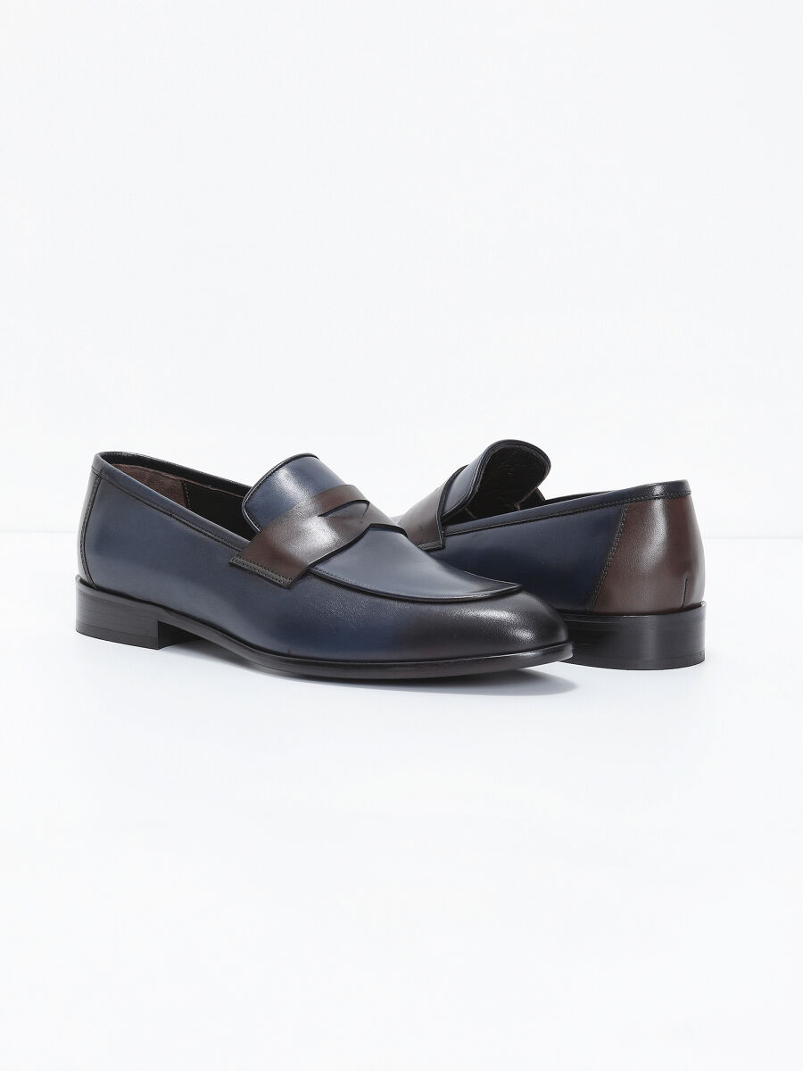 Lacivert Deri Klasik Loafer - 3