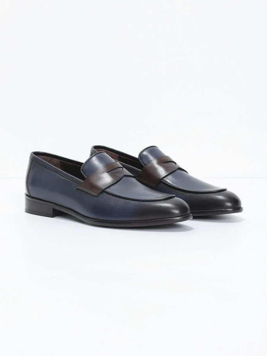 Lacivert Deri Klasik Loafer - 2