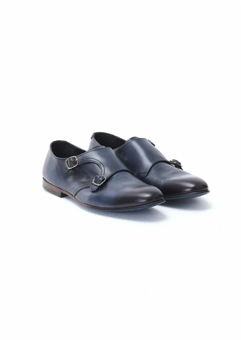Lacivert Deri Klasik Loafer 