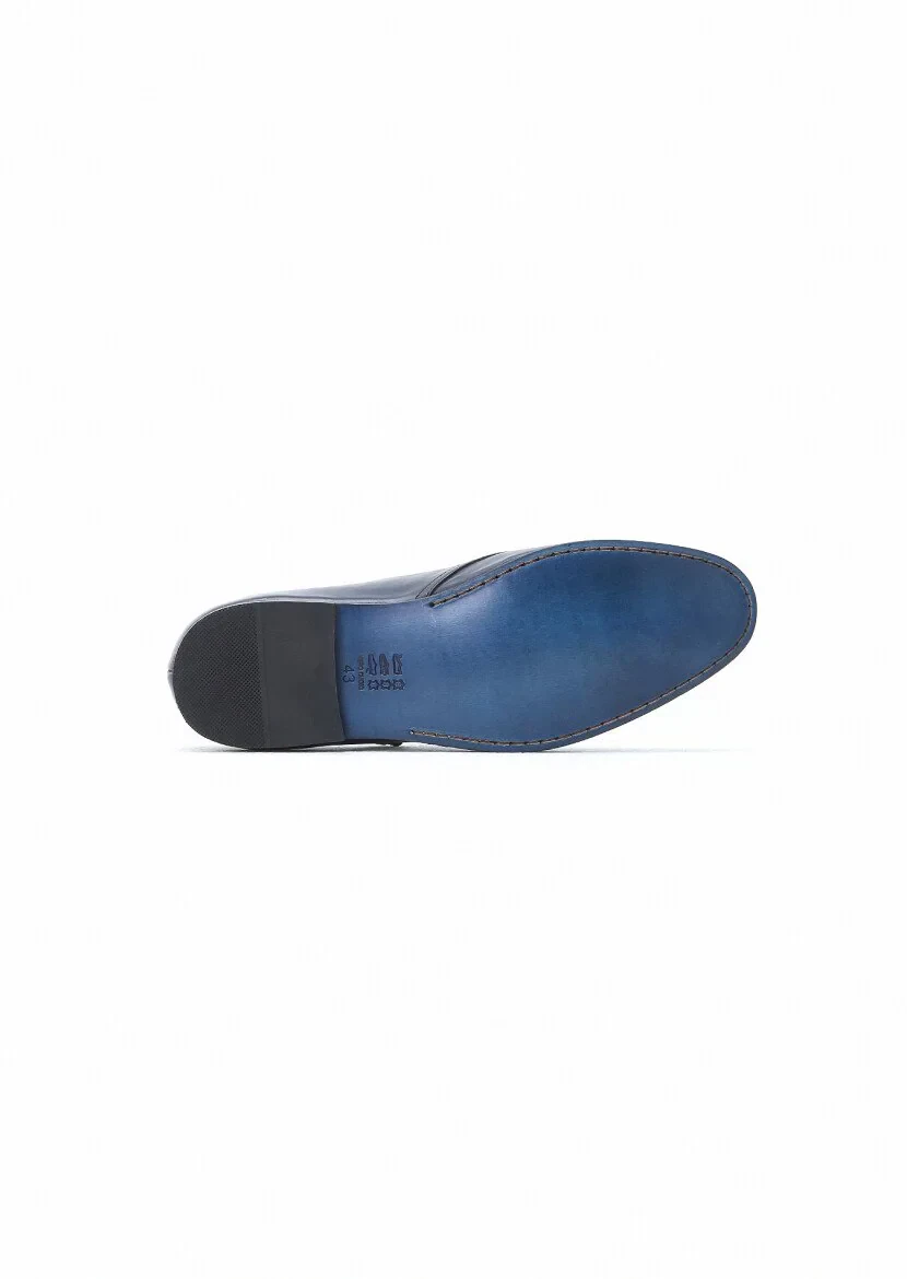 Lacivert Deri Klasik Loafer - 5