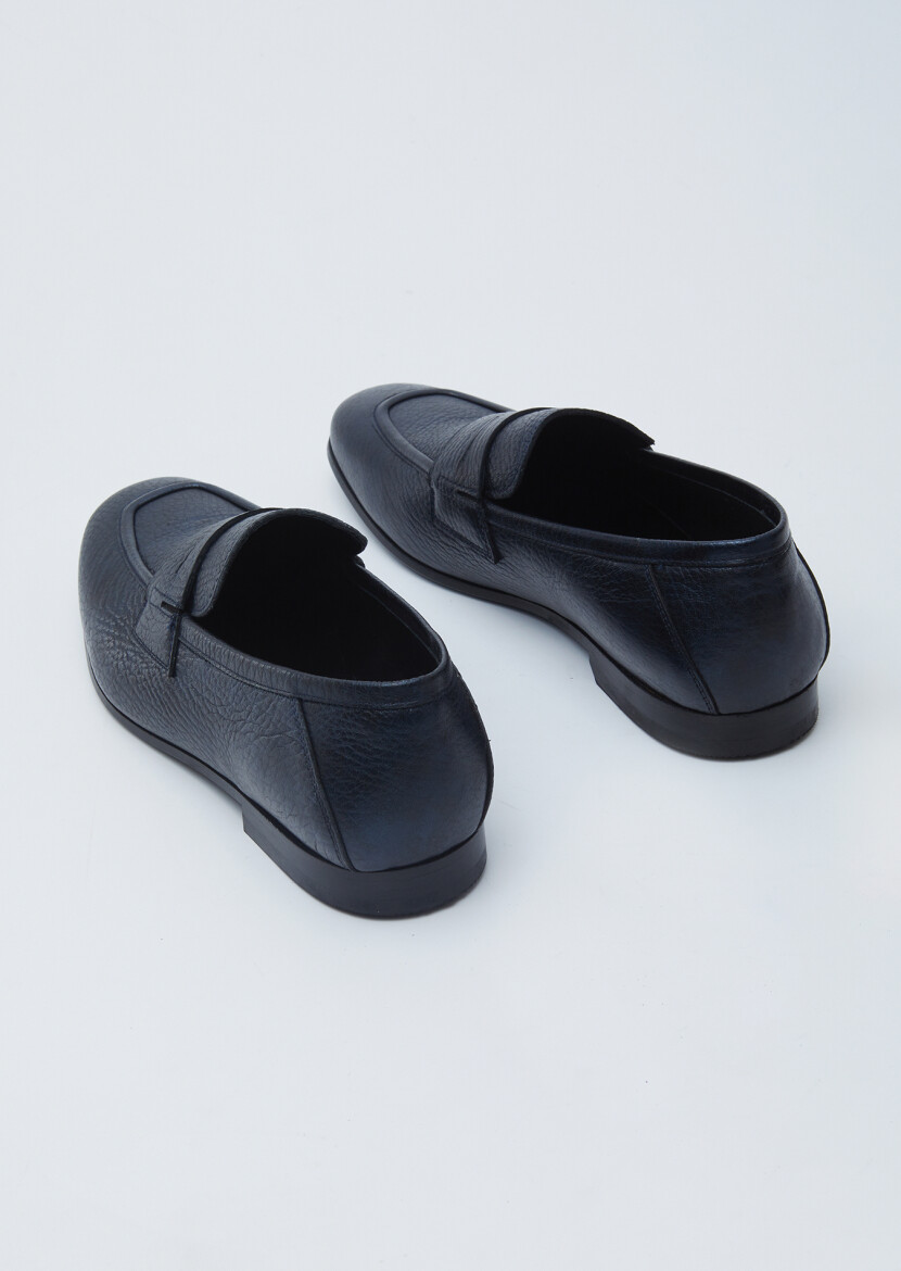 Lacivert Deri Klasik Loafer - 5