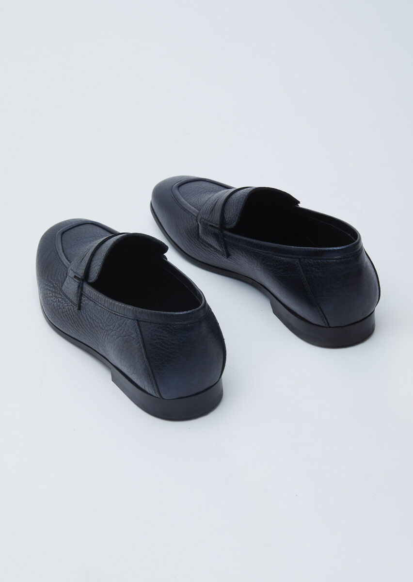 Lacivert Deri Klasik Loafer - 5