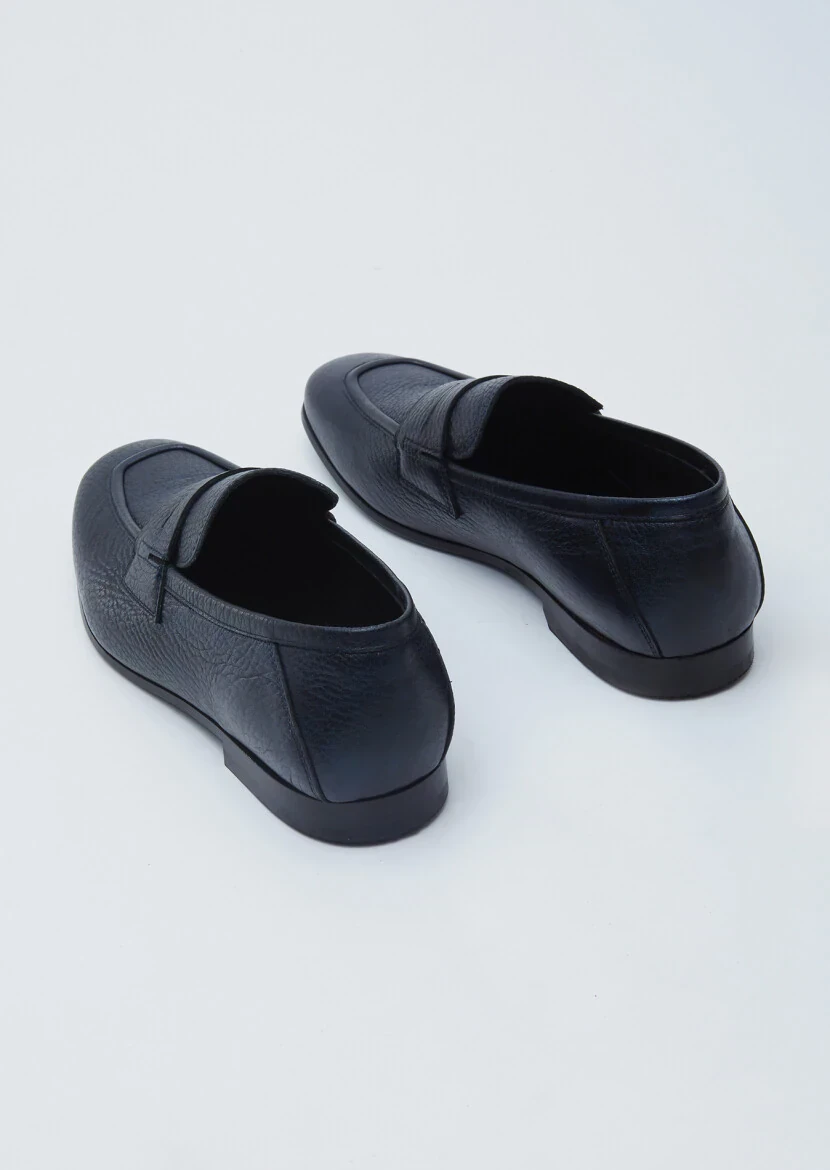 Lacivert Deri Klasik Loafer - 5