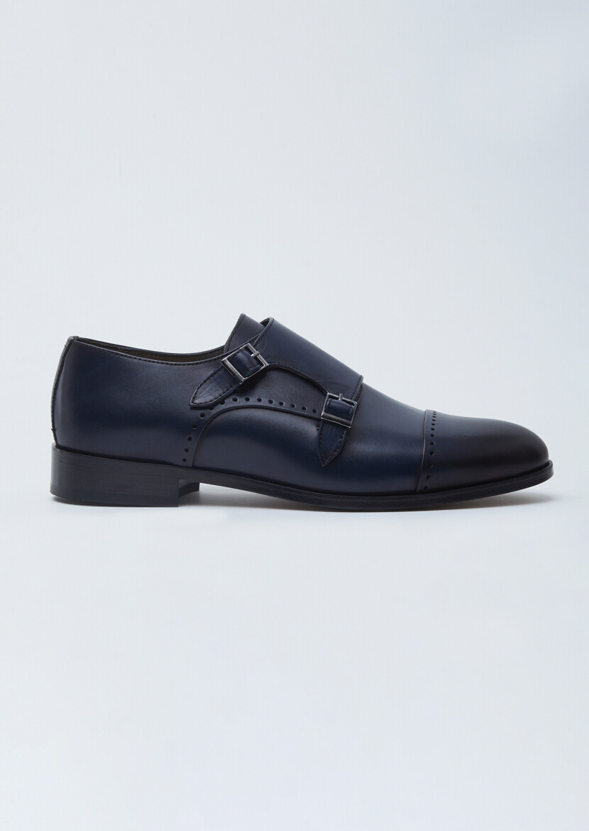 Lacivert Deri Klasik Loafer - 1