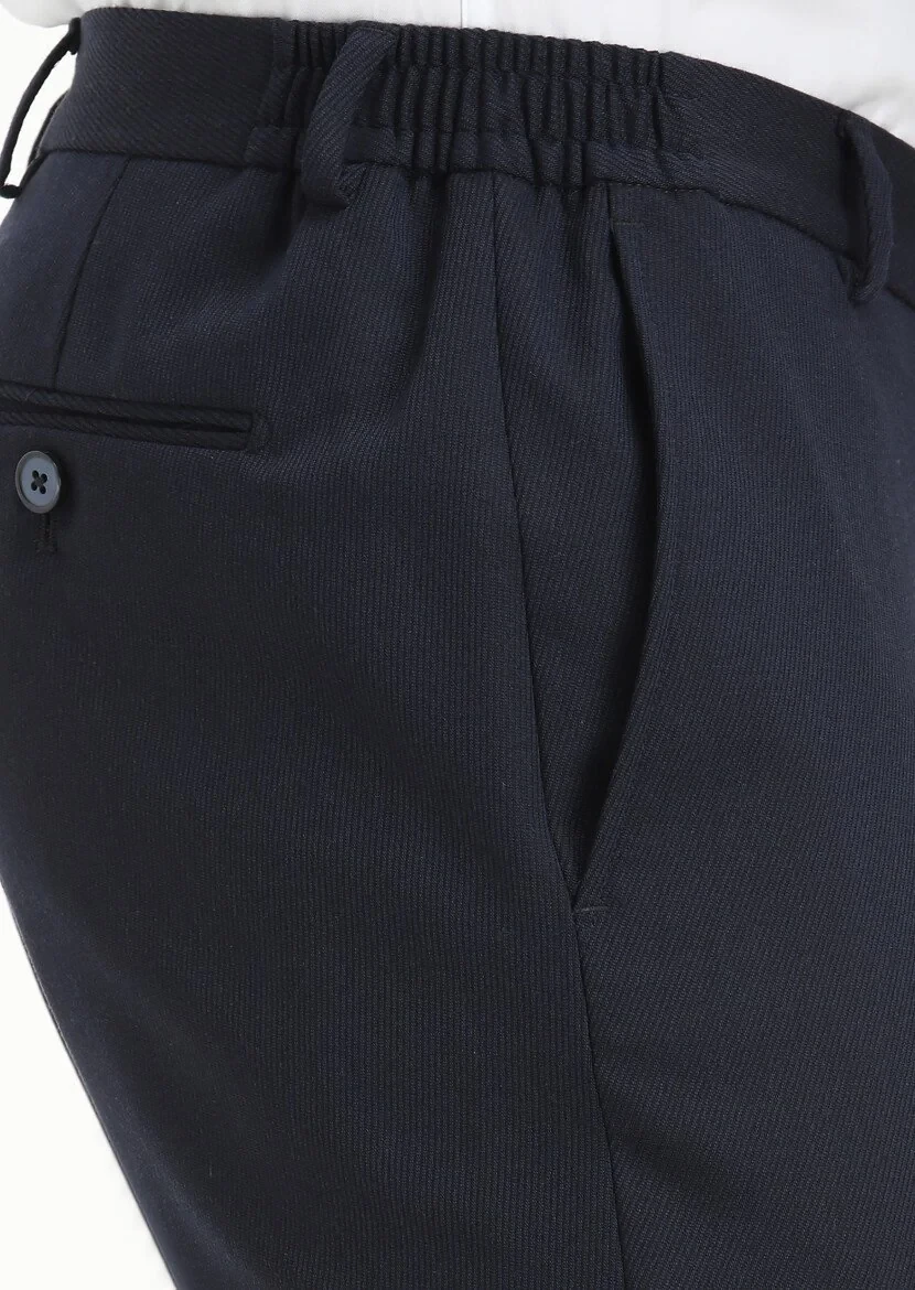 Lacivert Desenli Modern Fit Yün Karışımlı Takım Elbise - 6