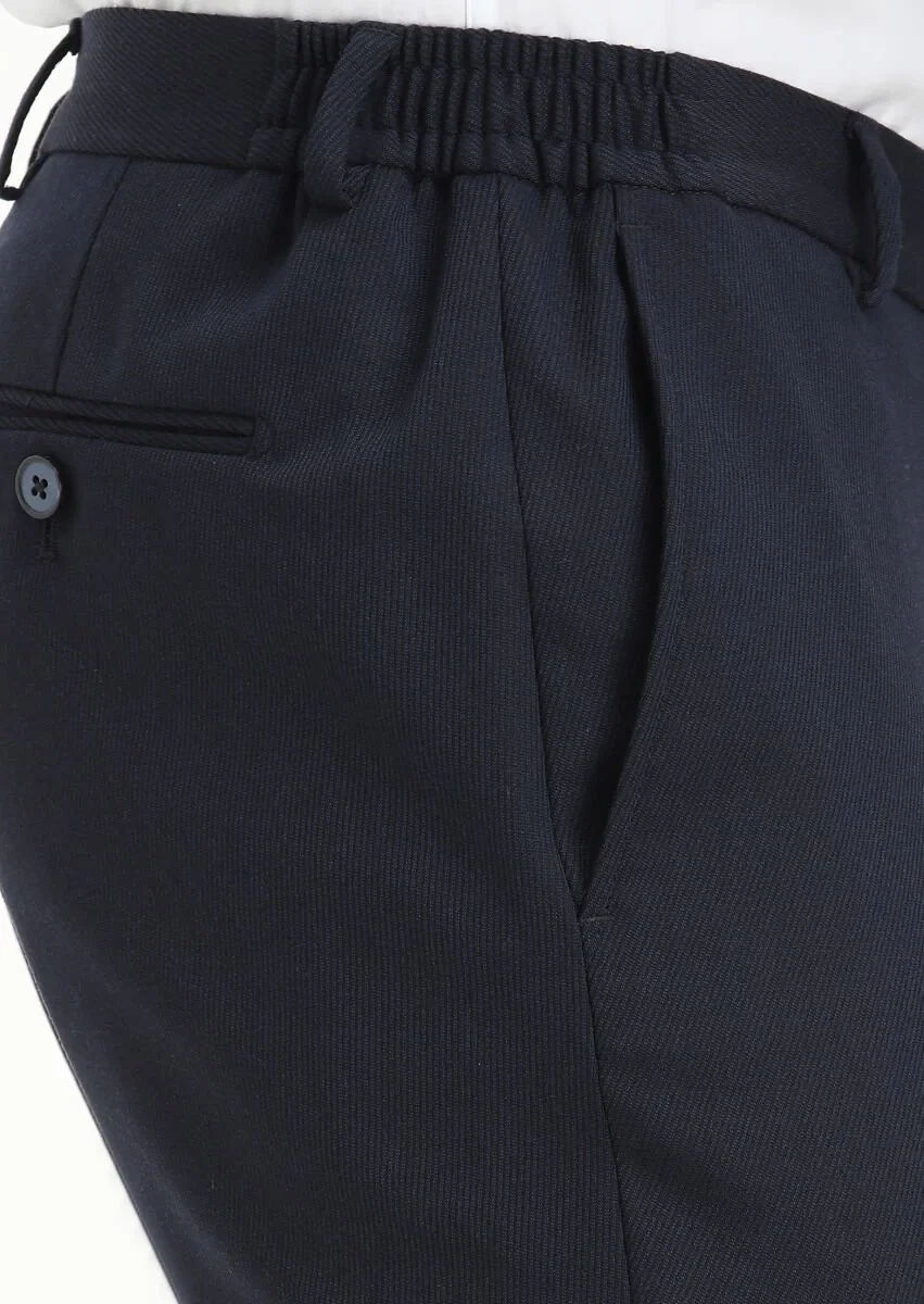 Lacivert Desenli Modern Fit Yün Karışımlı Takım Elbise - 6