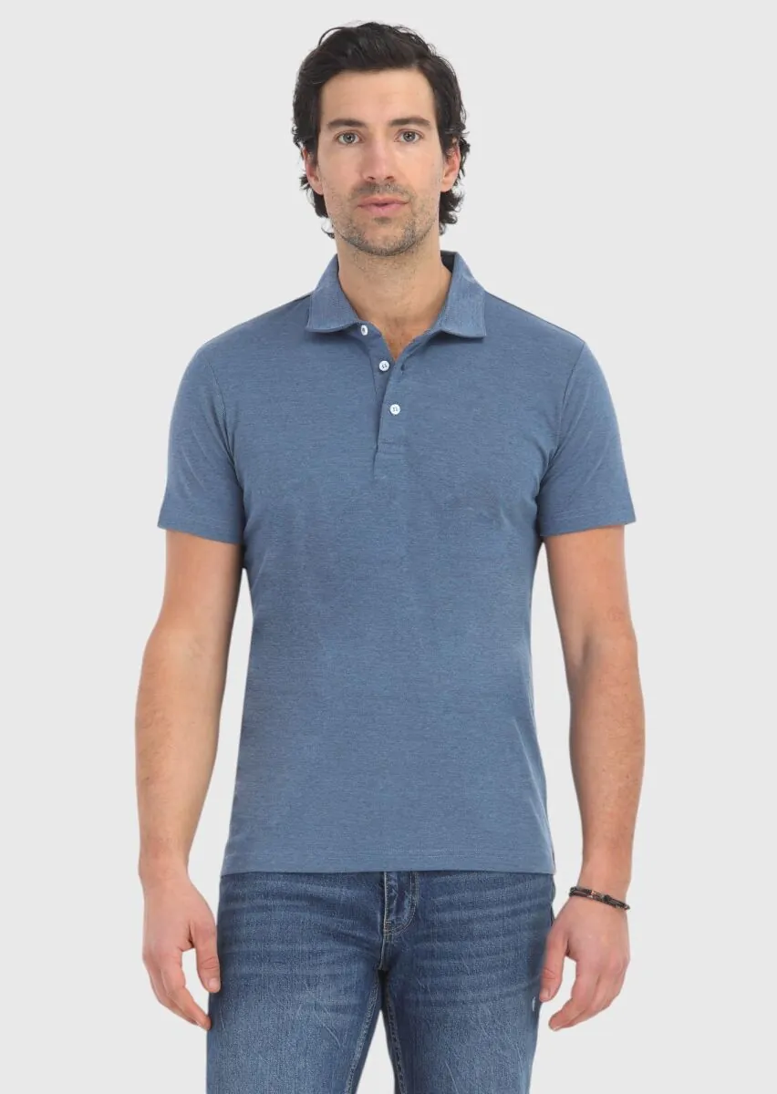 Lacivert Desenli Polo Yaka Pamuk Karışımlı T-Shirt - 2