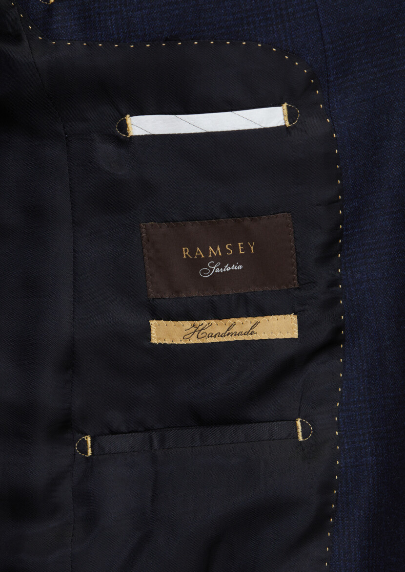 Lacivert Desenli Regular Fit %100 Yün Ceket - 6