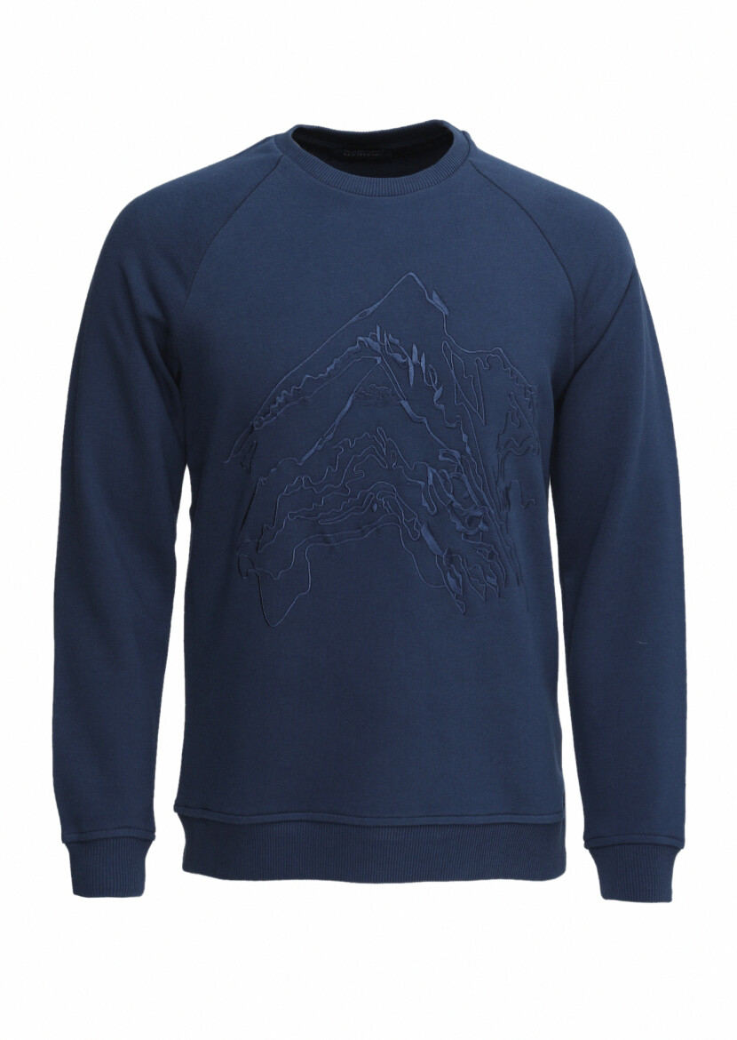Lacivert Desenli Sweatshırt - 5