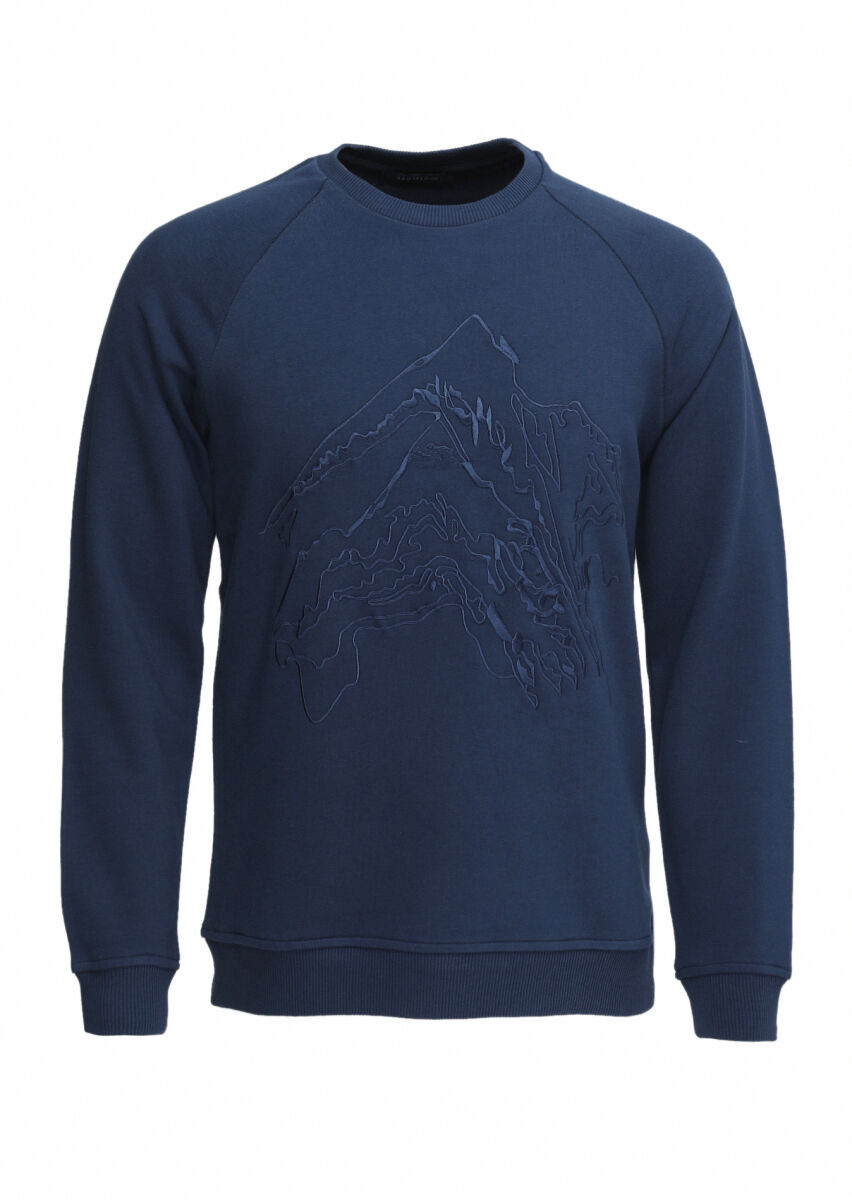 Lacivert Desenli Sweatshırt - 5