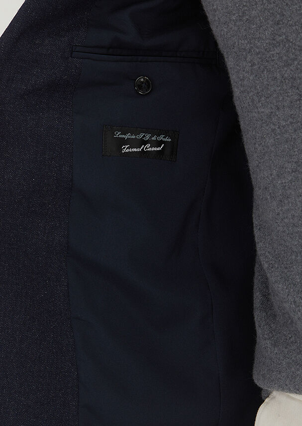 Lacivert Desenli Yün Karışımlı Ceket - 4