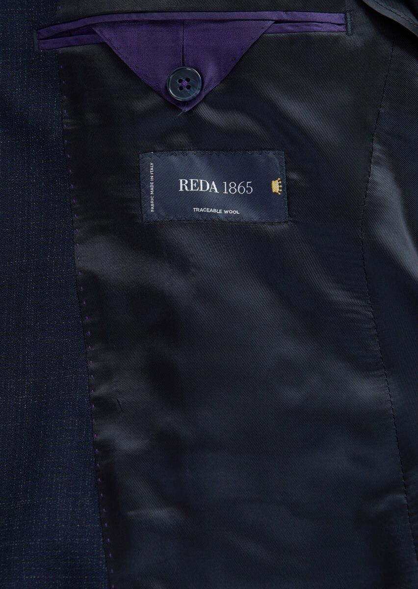 Lacivert Desenli Zeroweight Slim Fit %100 Yün Takım Elbise - 6