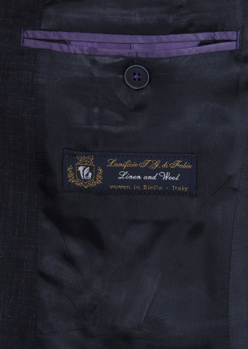 Lacivert Desenli Zeroweight Slim Fit Yün Karışımlı Takım Elbise - 10