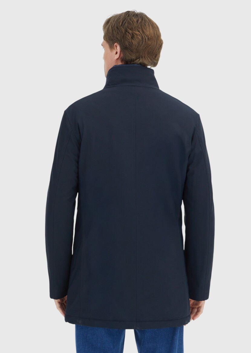 Lacivert Dik Yaka Casual Dokuma Kaban - 5