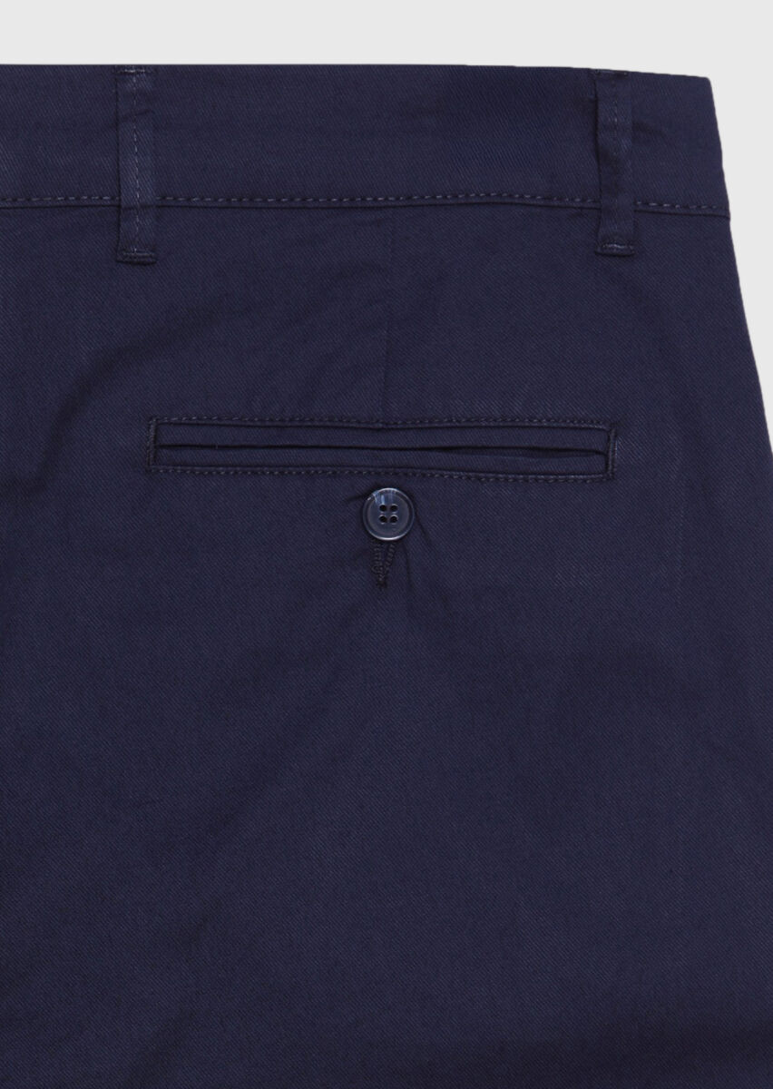 Lacivert Düz Dokuma Regular Fit Casual Pamuk Karışımlı Pantolon - 7