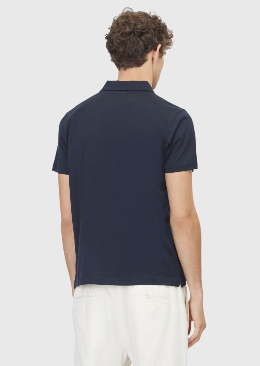 Lacivert Düz %100 Pamuk T-Shirt - 4