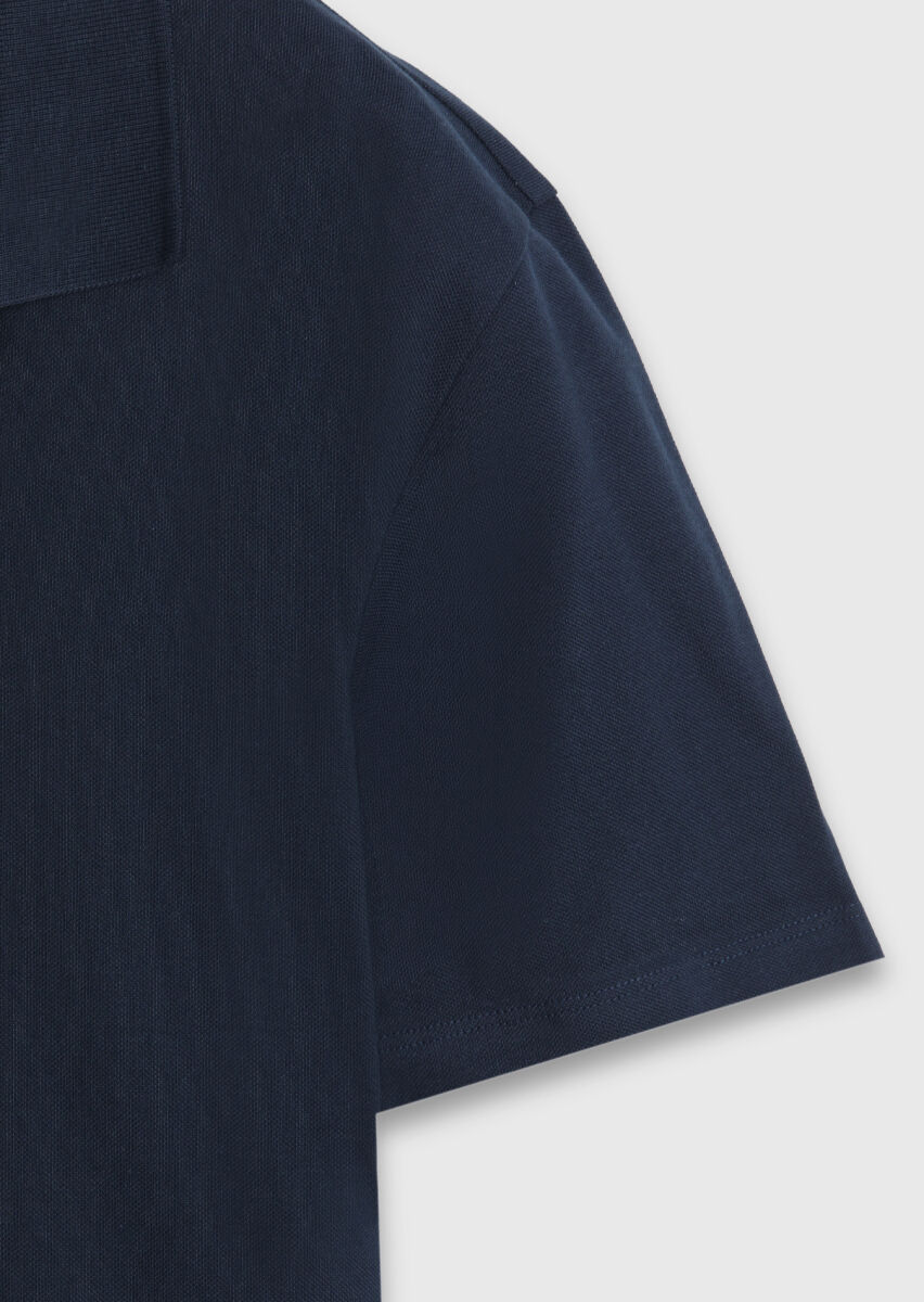 Lacivert Düz %100 Pamuk T-Shirt - 8