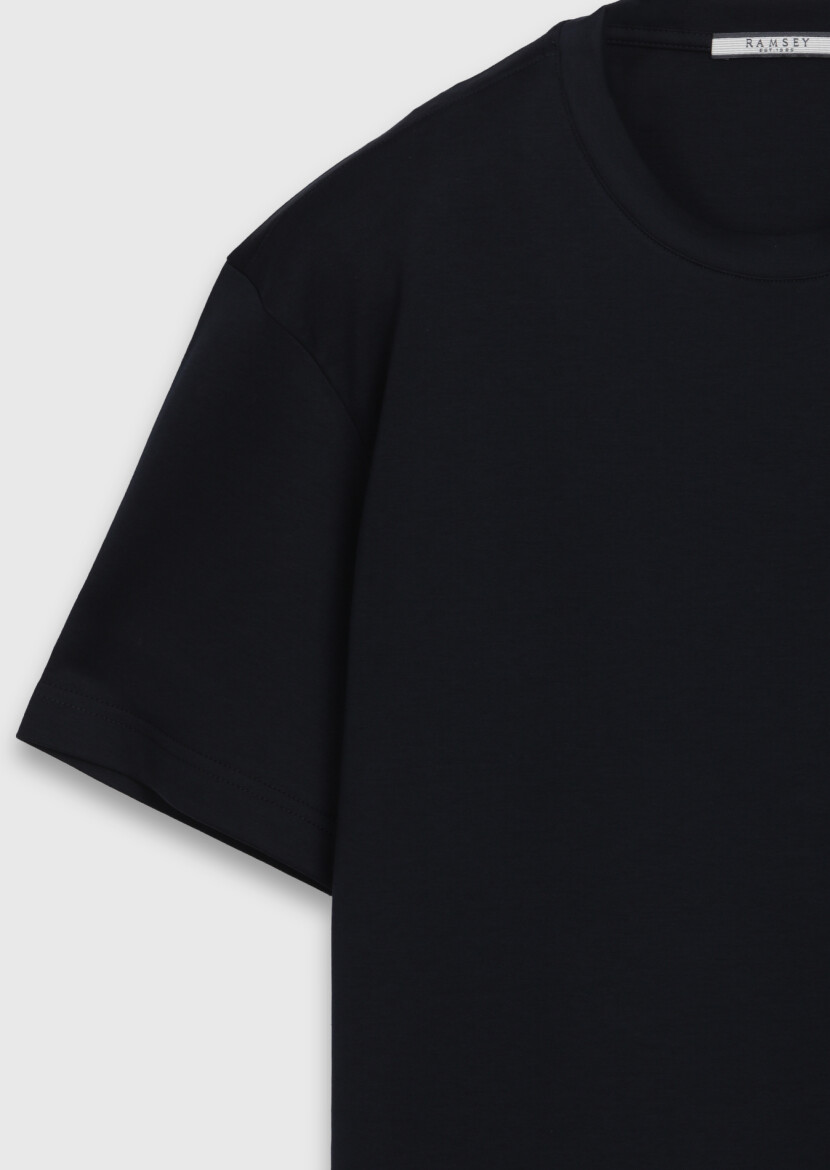 Lacivert Düz %100 Pamuk T-Shirt - 7
