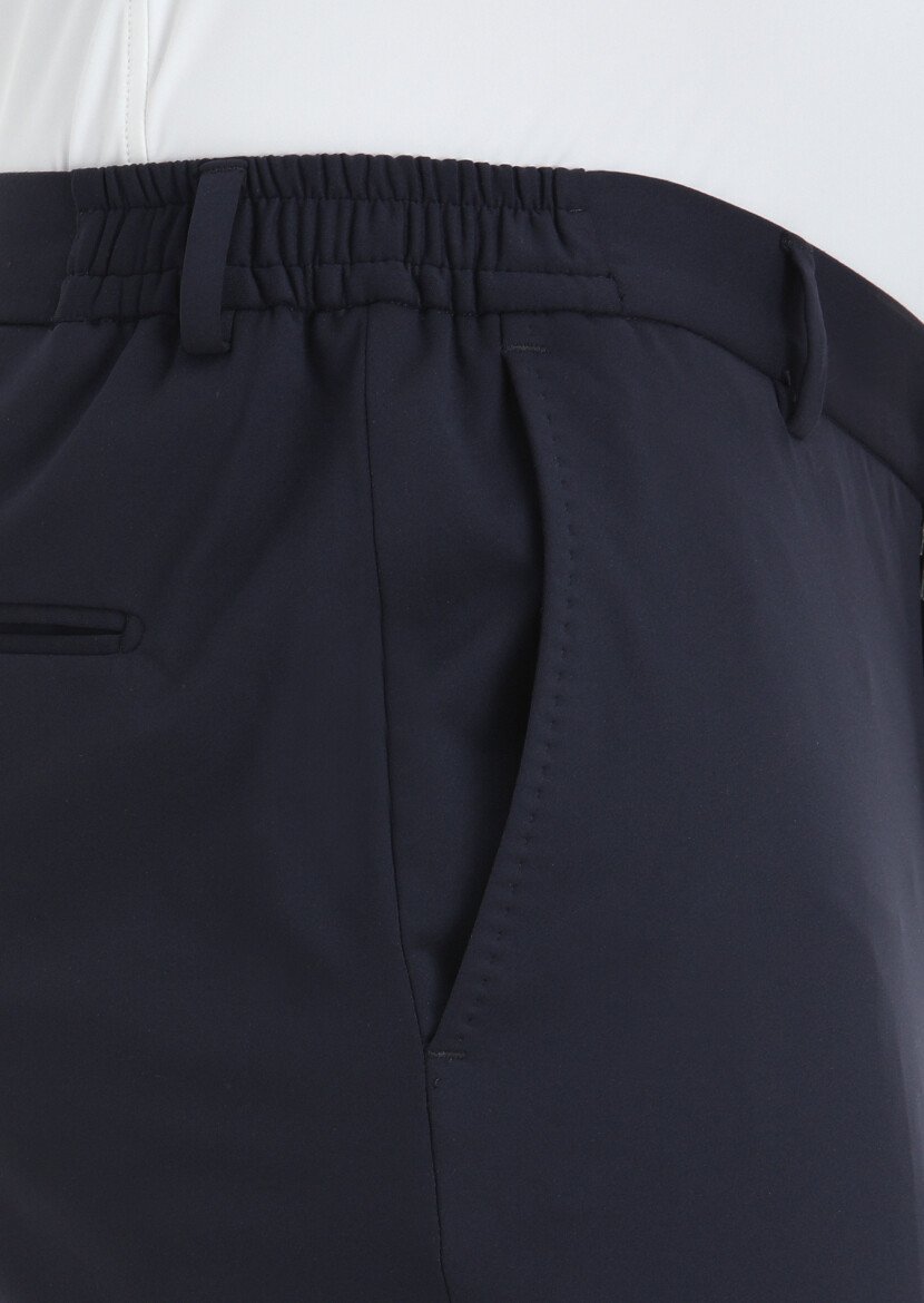 Lacivert Düz Comfort Fit Örme Takım Elbise - 4