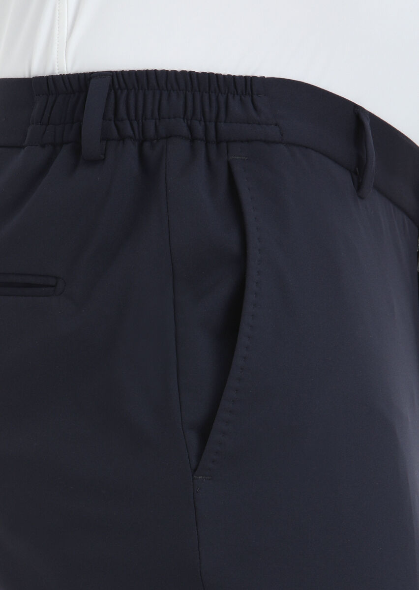 Lacivert Düz Comfort Fit Örme Takım Elbise - 4