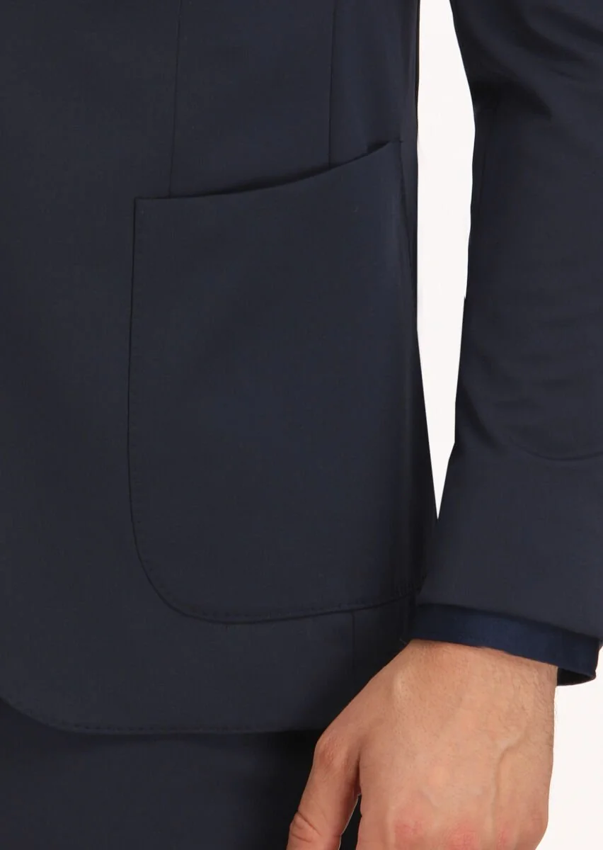 Lacivert Düz Comfort Fit Örme Takım Elbise - 5