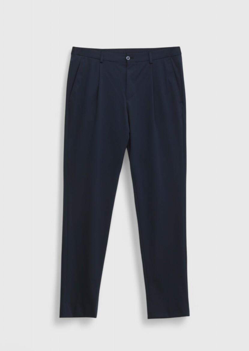 Lacivert Düz Comfort Fit Örme Takım Elbise - 10