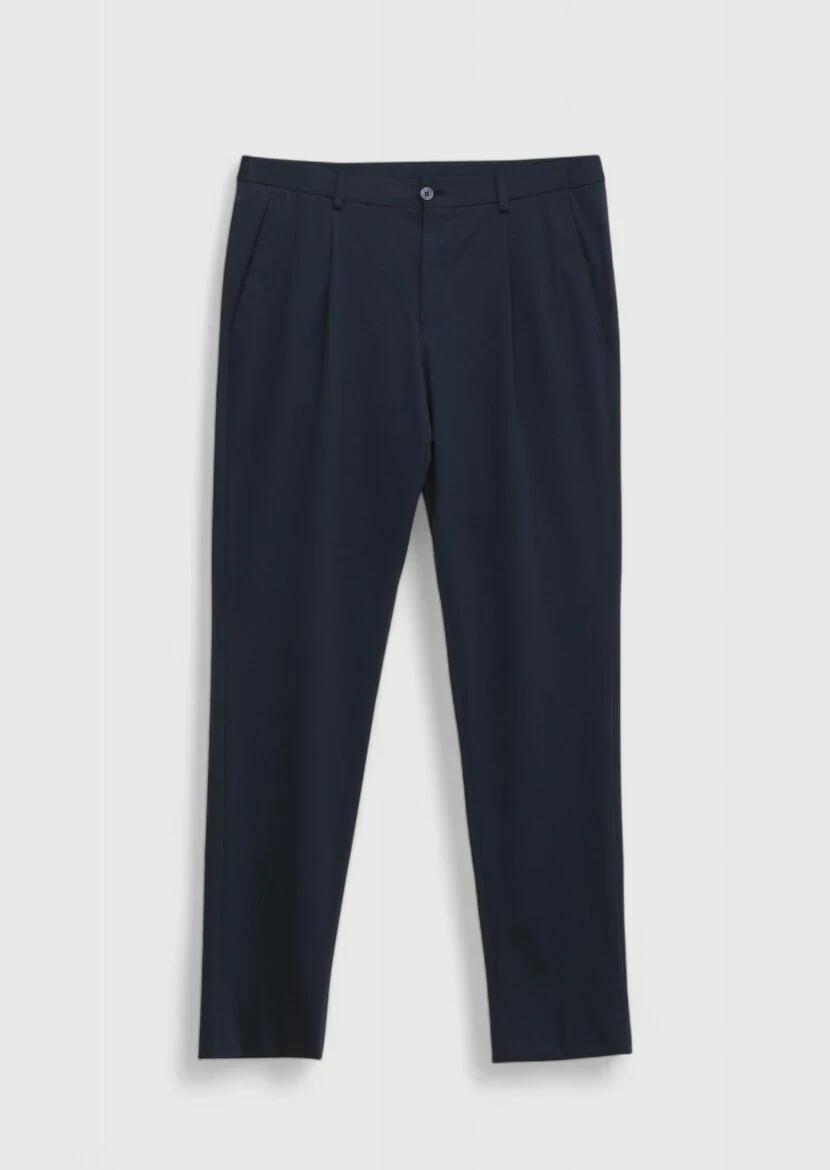 Lacivert Düz Comfort Fit Örme Takım Elbise - 2