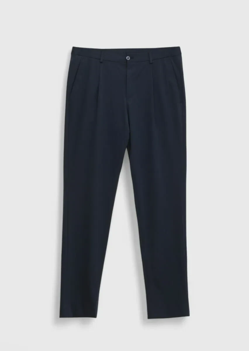 Lacivert Düz Comfort Fit Örme Takım Elbise - 2