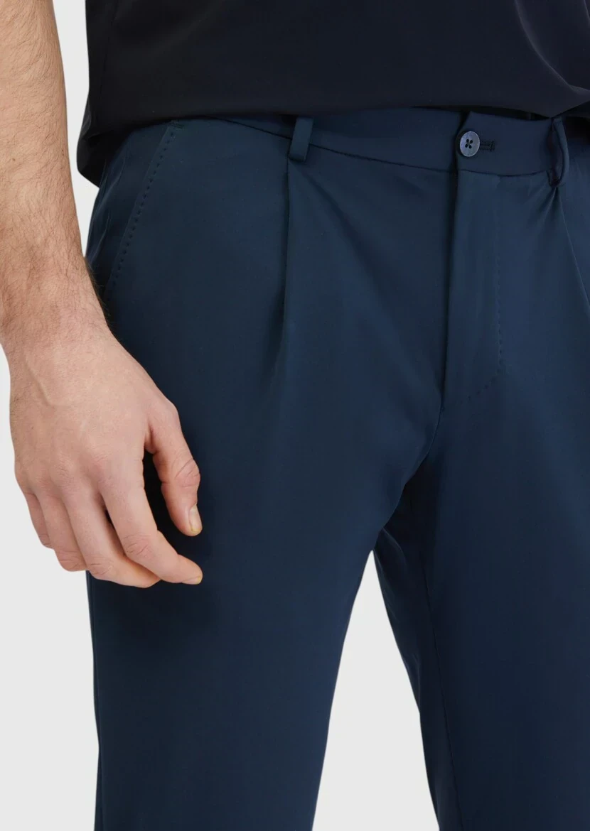 Lacivert Düz Comfort Fit Örme Takım Elbise - 7