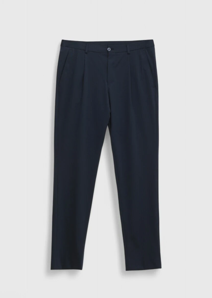 Lacivert Düz Comfort Fit Örme Takım Elbise - 10