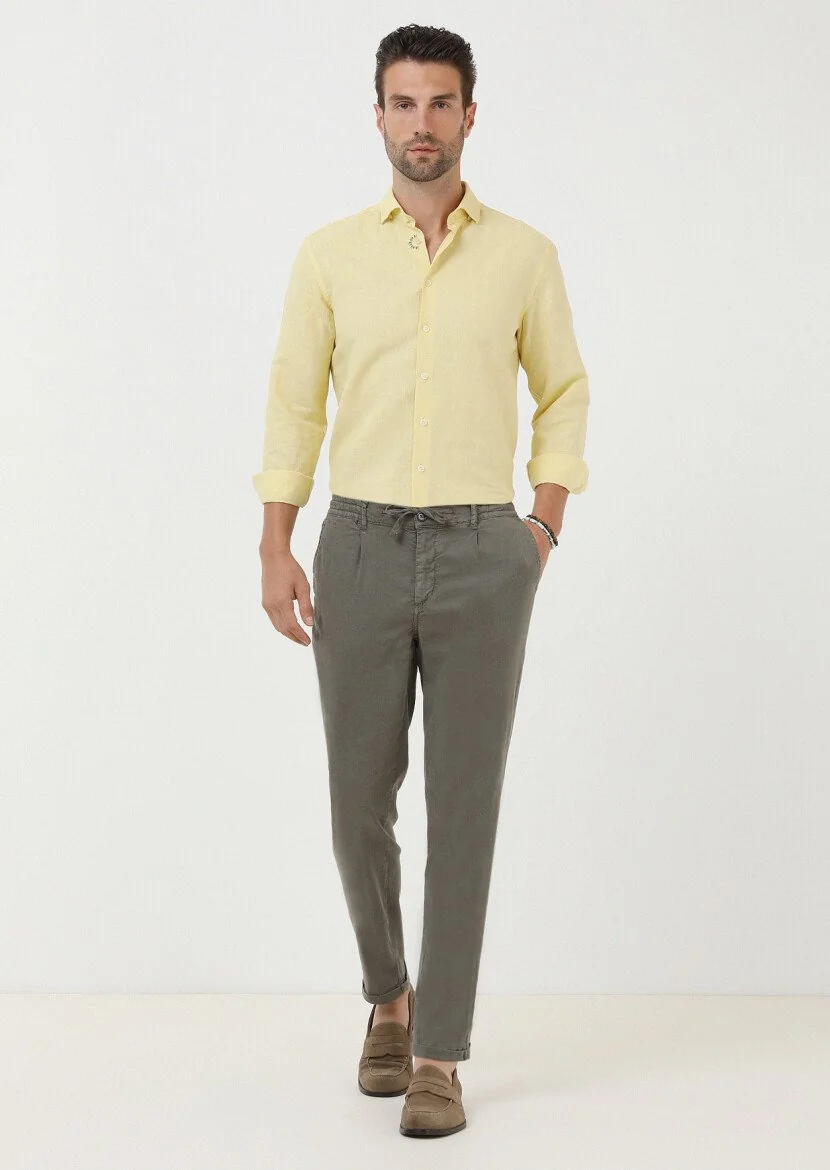 Lacivert Düz Dokuma Jogging Fit Casual Pamuk Karışımlı Pantolon - 1