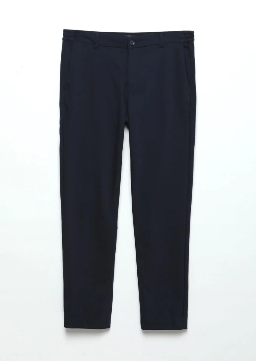 Lacivert Düz Dokuma Jogging Fit Casual Pamuk Karışımlı Pantolon - 6