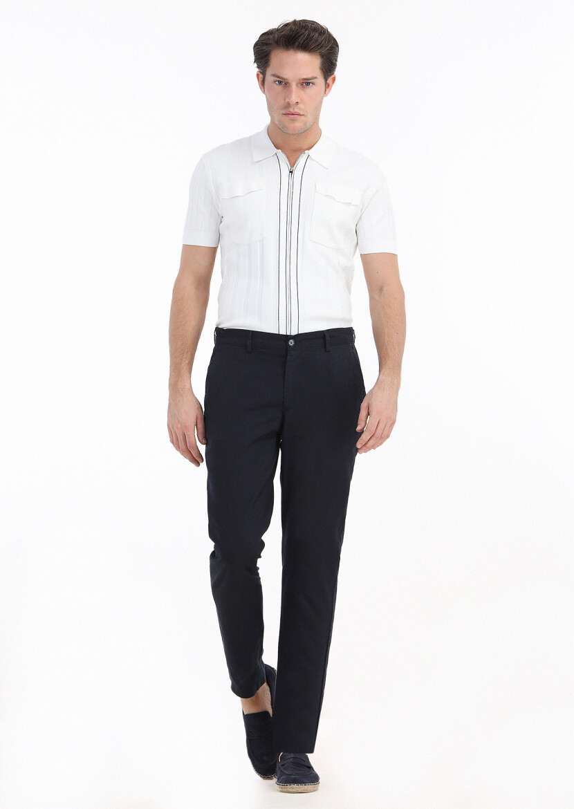 Lacivert Düz Dokuma Jogging Fit Casual Pantolon - RAMSEY