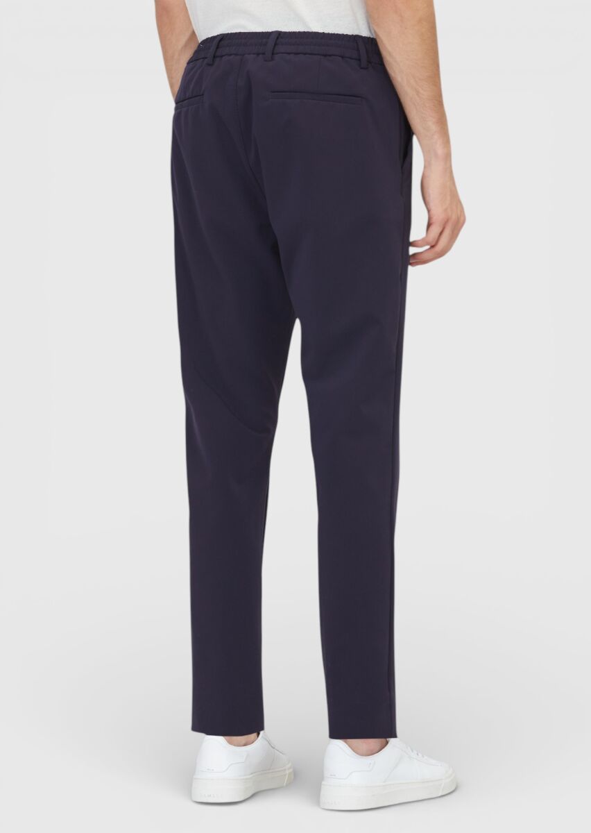 Lacivert Düz Dokuma Jogging Fit Casual Pantolon - 5