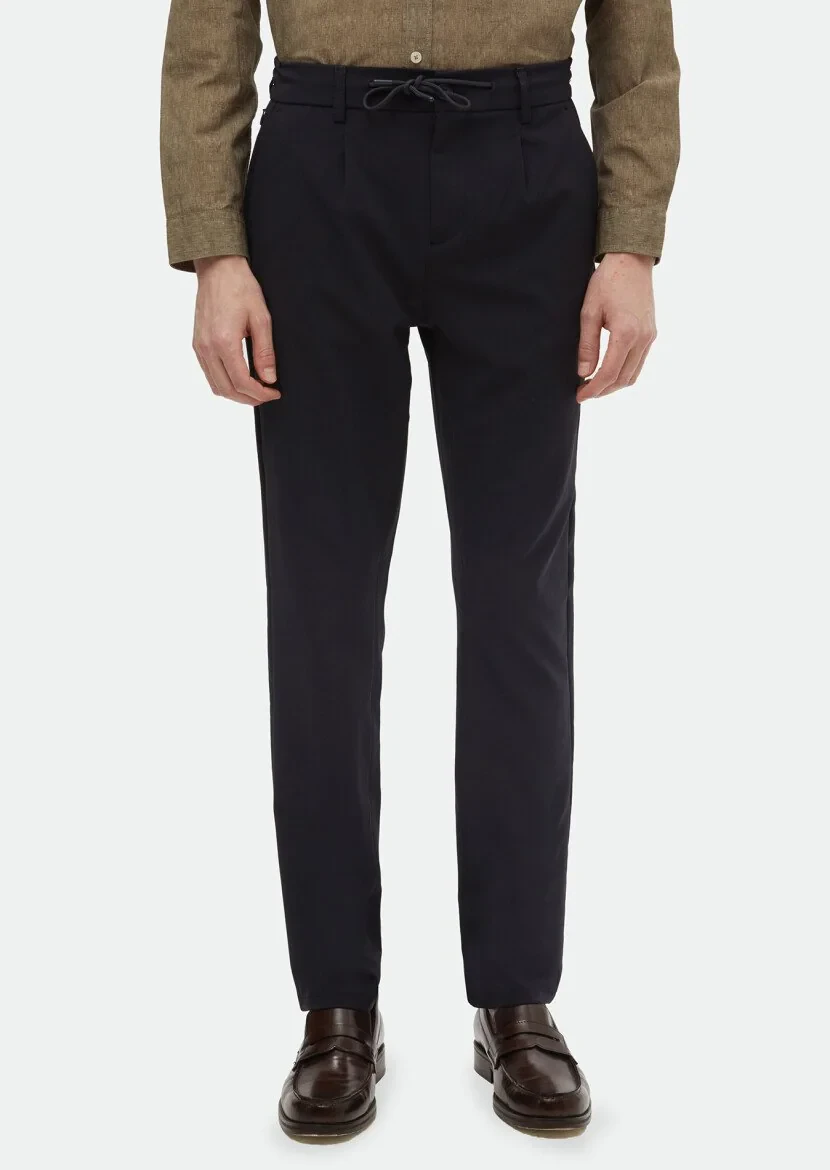 Lacivert Düz Dokuma Jogging Fit Casual Pantolon 